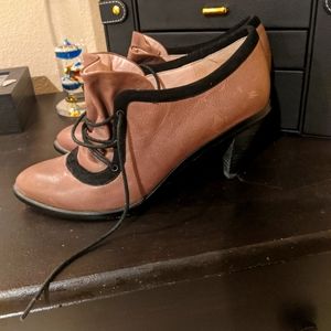 Leather Ankle Boots with Velvet Trim- never worn